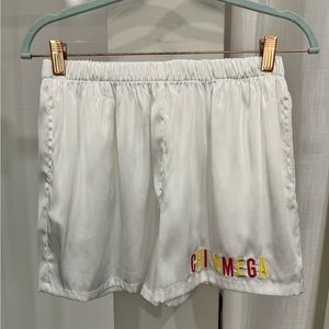 Women's Chi Omega White Silk Shorts Size XL